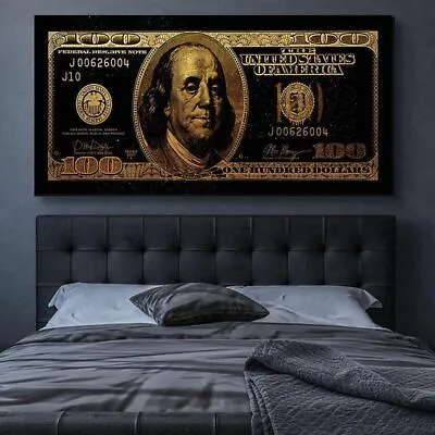 Gold US Dollar Canvas Wall Art Love Money Funny Posters Home Paint Decoration • $12.97