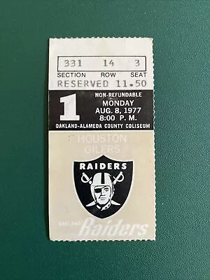 1977 Houston Oilers At Oakland Raiders Ticket Stub  - Lester Hayes Nfl Pro Debut • $199.99