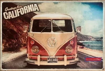 Greetings From California UK Import Early Sixties Volkswagen Bus Poster 24 X 36 • $41.95