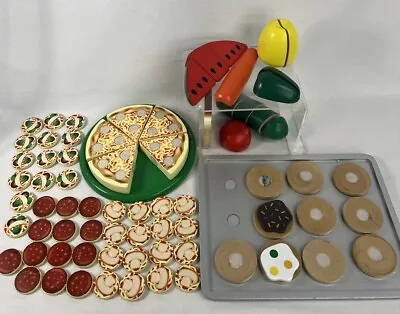 Melissa & Doug Wooden Wood Play Food Lot  Replacement Pizza Fruit Cookies More • $12.74