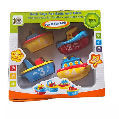 $7 • Buy 4 Piece Kids Bath Pool Toy Boat Magnetic Boat Set