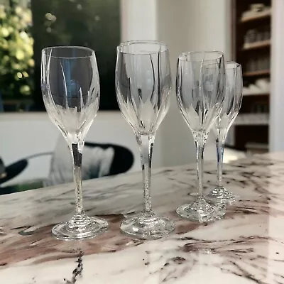 Crystal Wine Glasses Set Of 4 Etched 8.5  Tall Luxury Vintage Wine Glasses • $32.29