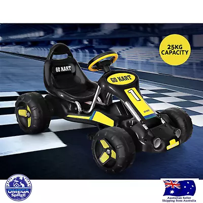 Kids Pedal Go Kart Ride On Toy Racing Car Plastic Tyre Black Safety Features • $130