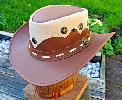 £20.95 • Buy Cowboy Bush Brown Hat Winter Australian Western Outback Style Real Oily Leather
