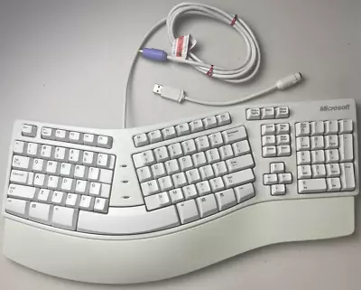 Microsoft Natural Keyboard Elite Wired PS/2 With USB Adapter KU-0045 Ergonomic • $27.75