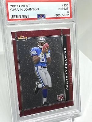 2007 Topps Finest - Rookie  #135 Calvin Johnson (RC) Megatron PSA 8 Detroit • $29.99