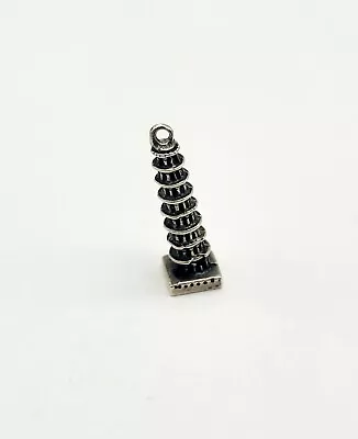 VINTAGE 835 STERLING SILVER LEANING TOWER OF PISA 3D CHARM PENDANT - 4.0g • $29