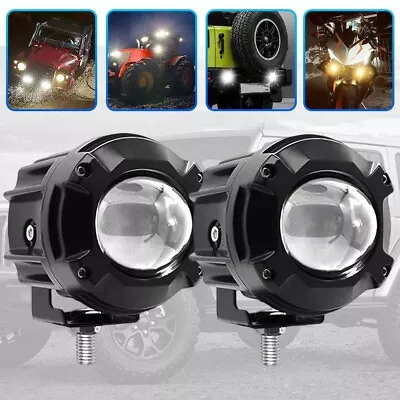 2x 60W LED Spot Light Motorcycle Headlight Driving Fog Lamp Yellow/White Strobe • $28.98