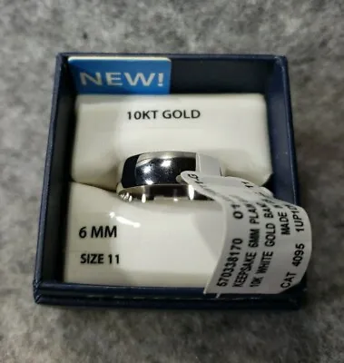 Keepsake Wedding Band Ring 10KT White Gold (6 MM WIDE) Uni-Sex Men (Size 11) • $99.99