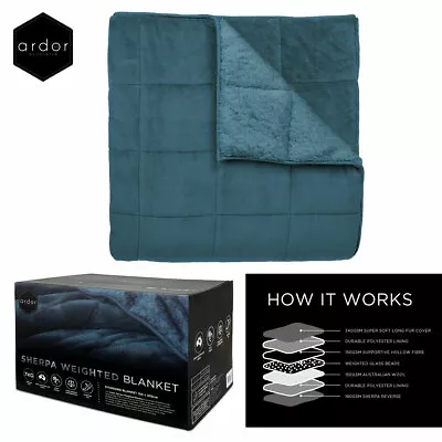 Denim 7kg Sherpa Weighted Blanket 150 X 203 Cm By Ardor • $164.95