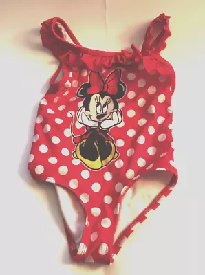 Disney Junior MINNIE Girls Size 4T Red /white Polka Dot Minnie Mouse Swimsuit • $7.99