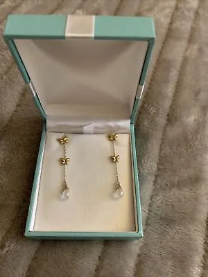 Qvc 14ct Yellow Gold Butterfly & Diamonique Briolette Earrings Never Worn • £85