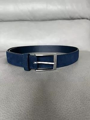 PX  Remey  Size 34 (Fits Size 32 Pants) Navy Blue Suede Belt Unworn 1.375  Wide • $29.99