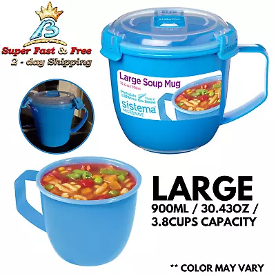Large Soup Mug Microwave Safe Steam Release Lid BPA Free 3.8 Cups Color May Vary • $20.02