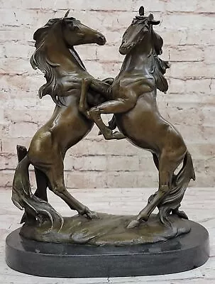 Bronze Statue Signed Wild Racing Stallion Horse Sculpture Figurine Art Deco • $314.65