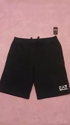 Mens EA7 Emporio Armani Logo Tape Fleece Shorts Black Size XL - BNWT  • £39.99