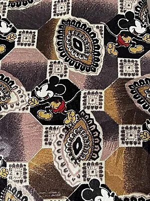 Vintage Disney Mickey Unlimited Tie Necktie 1990s Mickey Mouse Brown  Geometric • $14.99