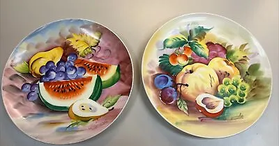 Vintage Pair Of Ucagco China Hand Painted Fruit Plates Japan  8.25” • $12