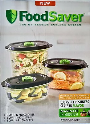 $79.99 • Buy Set 3 FoodSaver Marinating Vacuum Canister Container 3, 5, 8 Cup