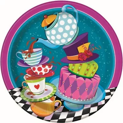 Unique Party Mad Hatters Paper Teapot Party Plates (Pack Of 8) (SG23684) • $5.45