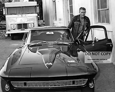 STEVE McQUEEN GETTING INTO HIS 1966 CORVETTE STINGRAY - 8X10 PHOTO (AA-653) • $8.87