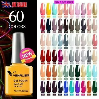 Nail Gel Polish Set VENALISA Soak Off UV LED Colour Base Top Coat Nail Varnish • £3.99