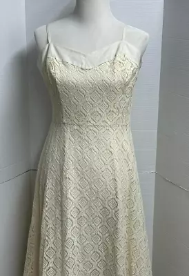 Nanette Lepore Long Dress Womens 10 Ivory Crochet Lace Sleeveless • $20.90