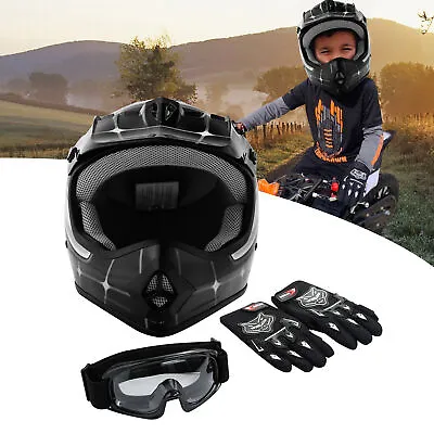 DOT Youth Kids Dirt Bike Off Road ATV Helmet Motocross S/M/L/XL W/Goggles Gloves • $39.99