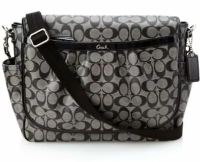 Coach Signature PVC Messenger Diaper Bag Tote Crossbody Bag 18373 Black EUC! • $94.99