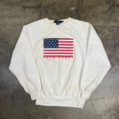 £35 • Buy Ralph Lauren Polo Sport Sweatshirt Crew Neck Sports Sweater Cream Mens Large