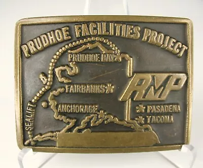 Prudhoe Facilities Project Brass Belt Buckle Alaska ~ Oil Fields Related NOS • $8.88