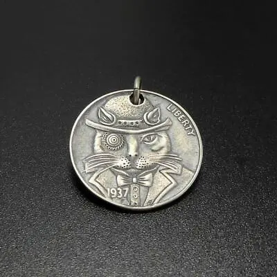 Antiqued Sterling Silver Hat Bow Tie Monocle Cat Coin Charm Pendant Unique Fun • $19.95