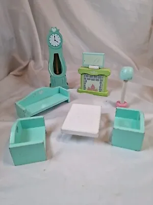  LE -VAN -ELC - WOODEN DOLLS HOUSE FURNITURE- Grand-father Clock-  Table ETC.x8 • £9.99