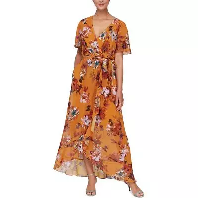 SLNY Womens Yellow Floral Long Hi-Low Maxi Dress 12 BHFO 7242 • $10.99