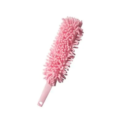 Chanille Pink Microfiber Duster With Handle Easy Cleaning Brush Home Office Car • £2.99