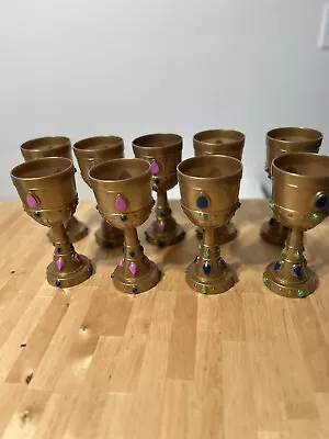 Medieval Style Jeweled Goblet King Queen Pirate Halloween 10 Goblets Pink & Blue • $15