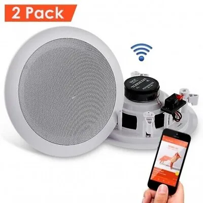 Dual 6.5’’ Bluetooth Ceiling Wall Speakers 2-Way Flush Mount Home Speaker Pair • $82.99