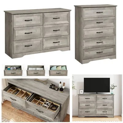 5/6 Drawers Dresser Wooden Storage Dressers Chests Of Drawers For Bedroom Home • $103.96