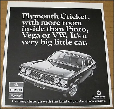 1972 Plymouth Cricket Print Ad Clipping 1971 Car Advertisement 5 X5.5  Vintage • $7.49