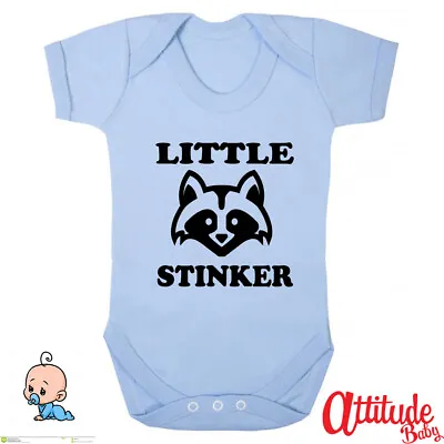 £7.99 • Buy Funny Baby Grows-Little Stinker With Skunks Head-Alternative Baby Grow-Rude Baby