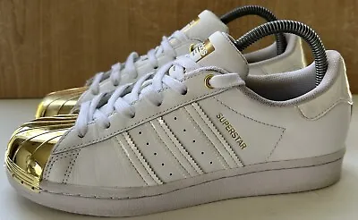 Adidas Superstar Metal Toe Womens Size US 7 Shoes Sneakers White Gold • $40