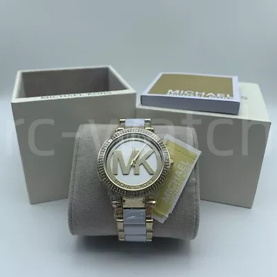 Michael Kors MK6313 Parker 39mm MK Logo Dial Two-Tone Stainless Women's Watch • $102