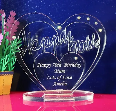 Personalised 70th Birthday Heart Gift  With Message -  Free Standing Keepsake • £5.95