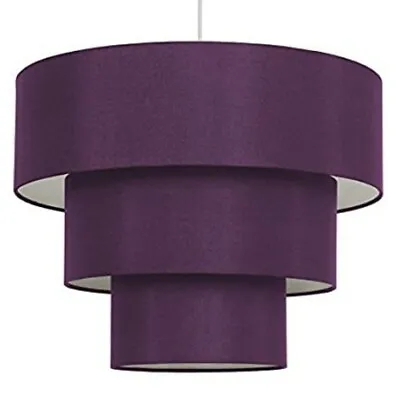 Purple Faux Silk Modern Fit 3 Tier Ceiling Pendant Light Lamp Shade Kids Room 😍 • £30.99