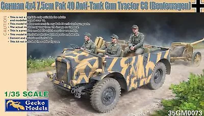 Gecko 1/35 German 4x4 7.5cm Pak 40 Anti-Tank Gun Tractor C8 (Beutewagen) • $46.17