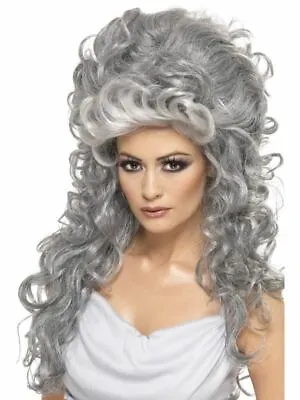 Grey Medeia Witch Beehive Wig Adult Womens Smiffys Halloween Fancy Dress Costume • £23.40