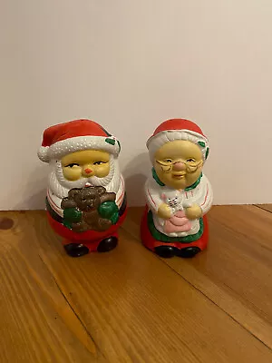$16 • Buy Vintage Christmas Santa Mr Mrs Claus Salt And Pepper Shakers