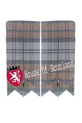 HS Scottish Kilt Hose Socks Flashes Various Tartans Garter Pointed Acrylic Wool • £5.99