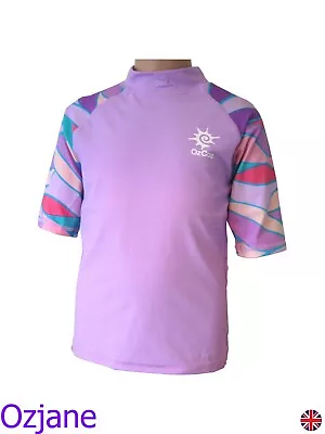 £8.95 • Buy Girls Ozcoz Uv Upv 50+ Sun Protection Rash Guard Top 5 To 15 Swimming Lilac