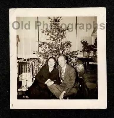 1949 Couple Posing Under The Xmas Tree Old/vintage Photo Snapshot- H161 • $7.99